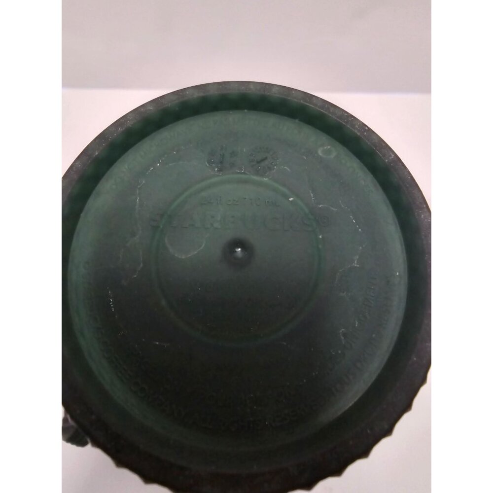 Starbucks 2022 Studded Matte Dark Green Venti 24 oz Tumbler Cold Cup Lid Straw - Picture 6 of 6